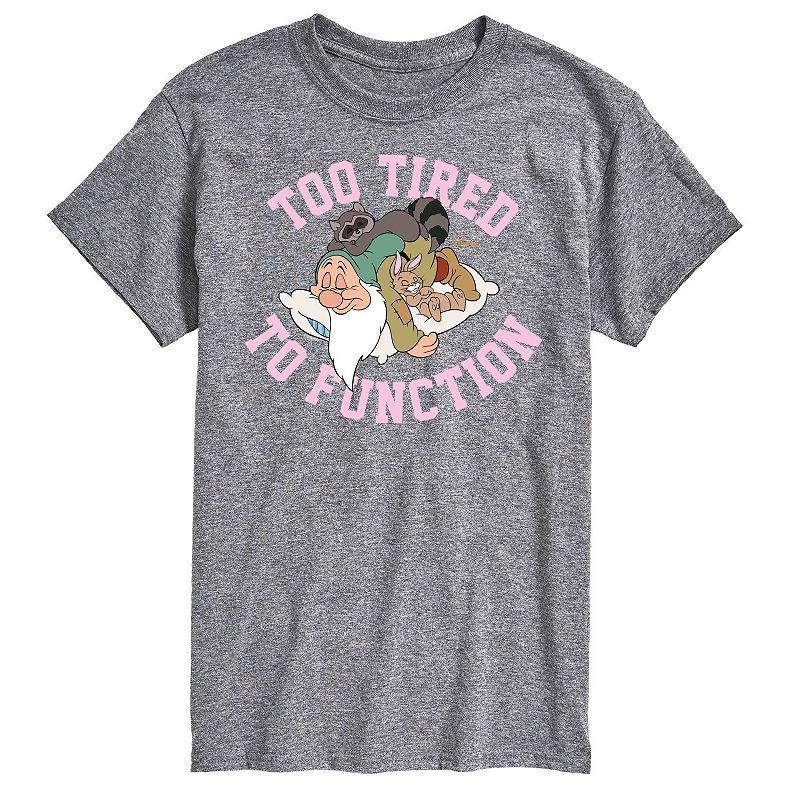 Disney Princess Big & Tall Too Tired To Function Graphic Tee, Mens Med Grey Product Image