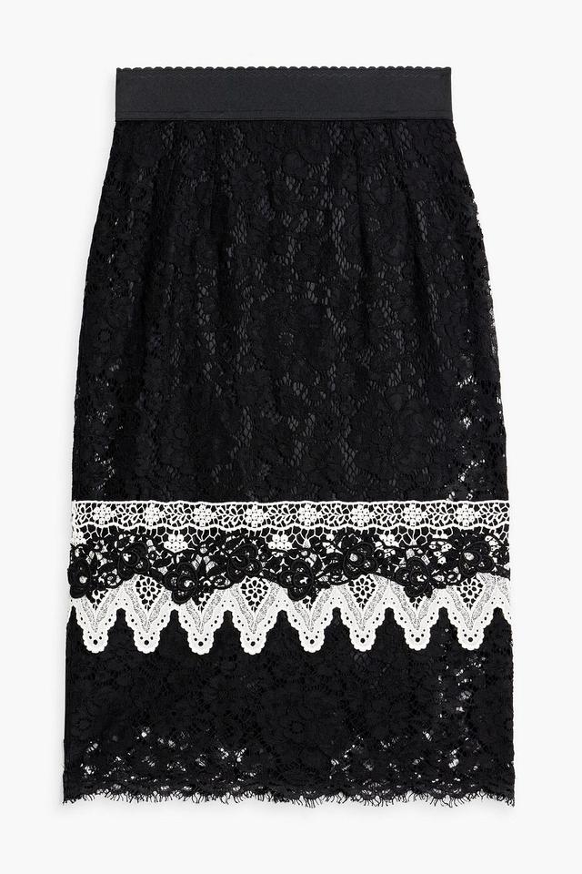 Cotton-blend Corded And Guipure Lace Skirt In Black Product Image