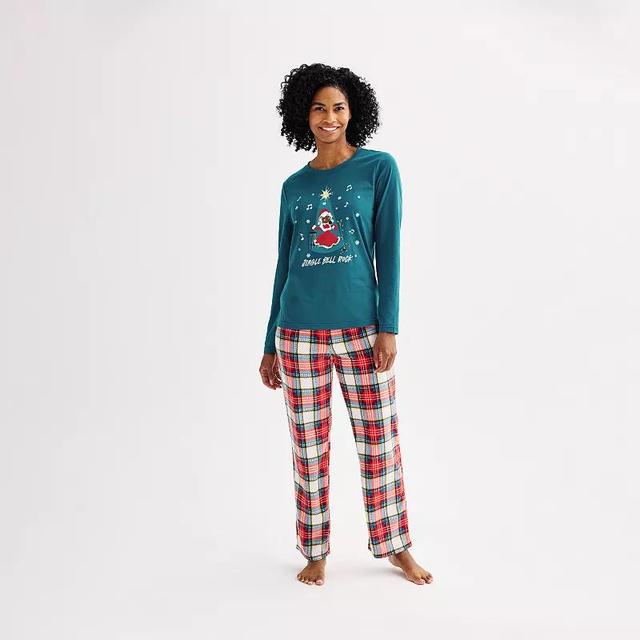 Petite Jammies For Your Families Jingle Bell Rock Mrs. Claus Pajama Top & Fleece Pajama Bottoms Set, Womens Product Image