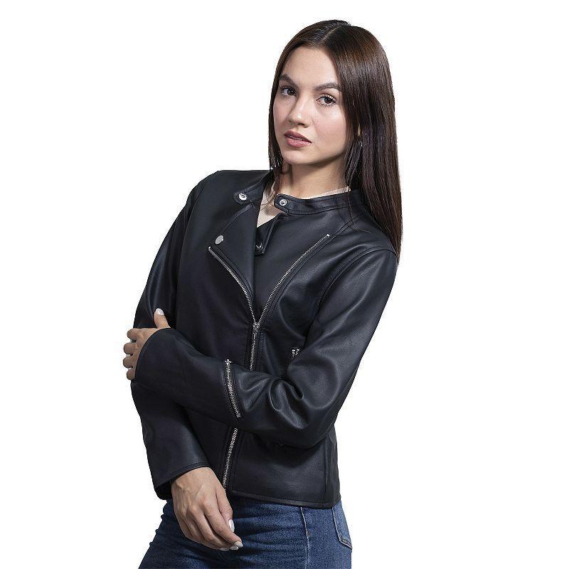 Womens Nine West Faux Leather Moto Jacket Product Image