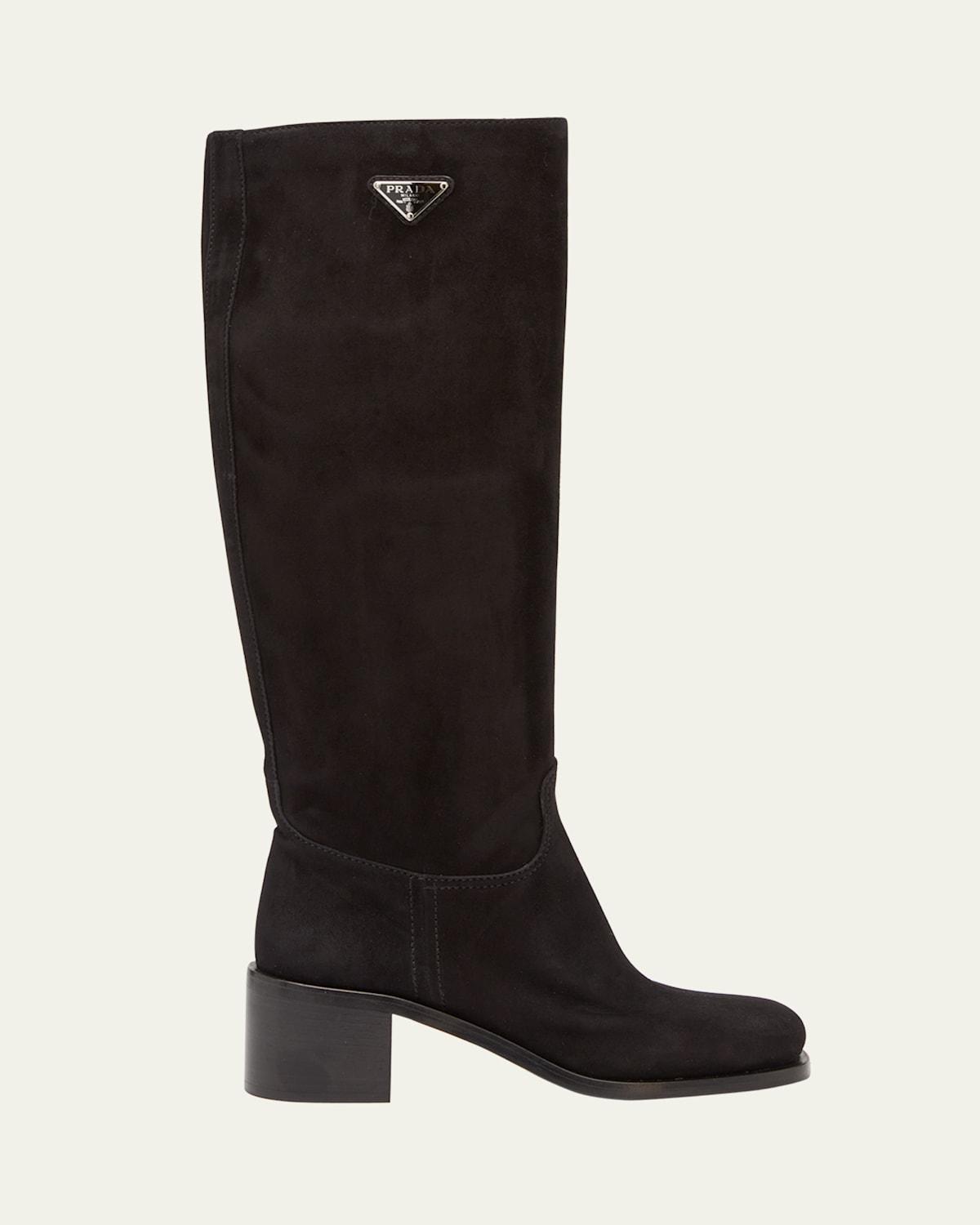 Prada Tronchetti Block Heel Knee High Boot Product Image