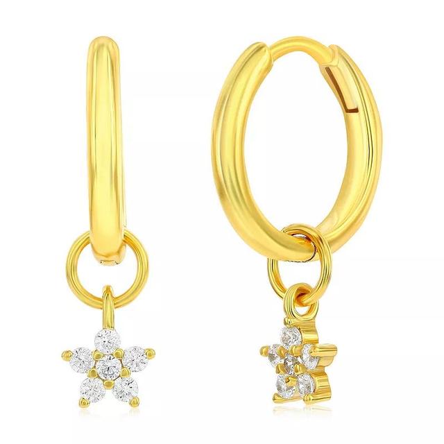 Argento Bella Gold Tone Sterling Silver Cubic Zirconia Star Drop Hoop Earrings, Womens Product Image