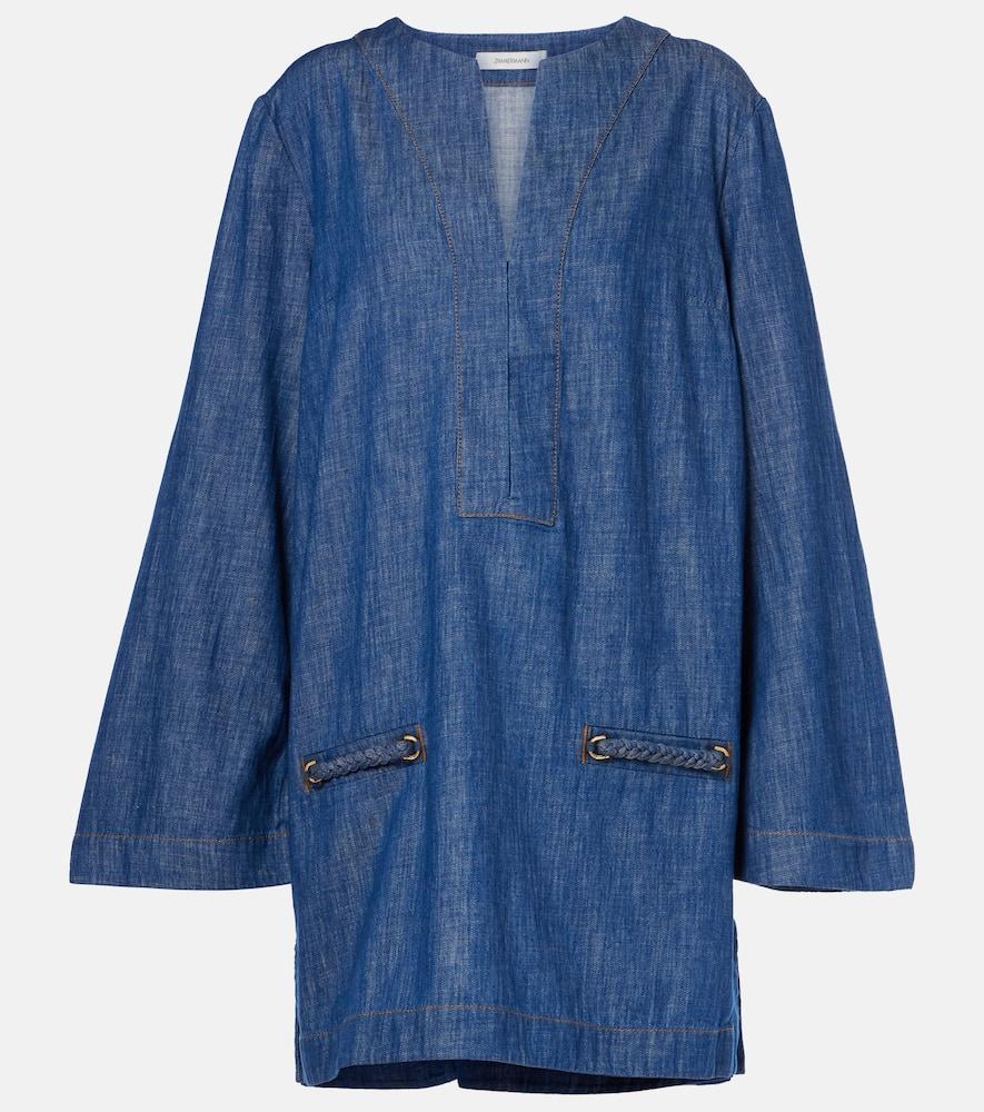 ZIMMERMANN Wylie Braided Denim Mini Dress In Blue Product Image