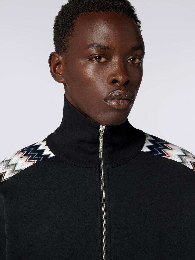 Sweatshirt in cotton with zip and zigzag inserts Multicoloured | Missoni Product Image