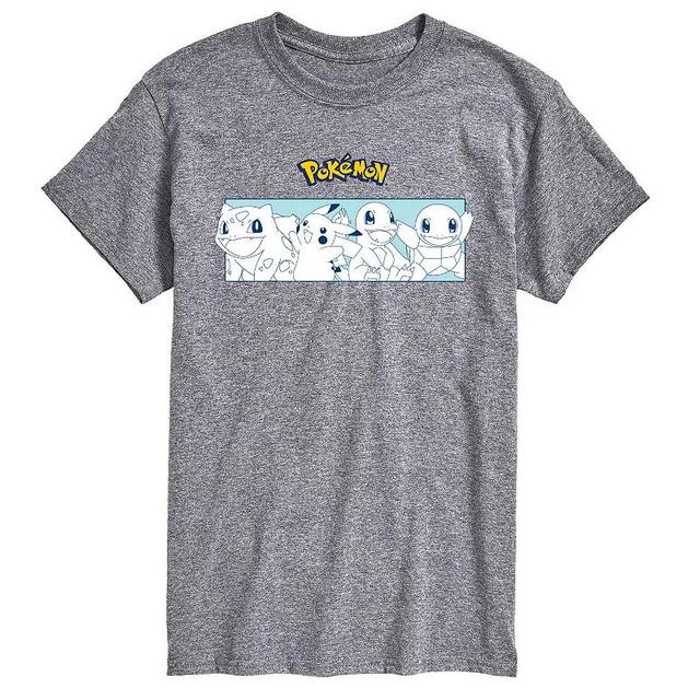 Mens Pokemon Starters Stripe Graphic Tee Med Grey Product Image