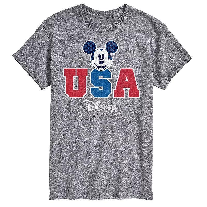 Disneys Mickey Mouse Big & Tall USA Graphic Tee, Mens Med Grey Product Image