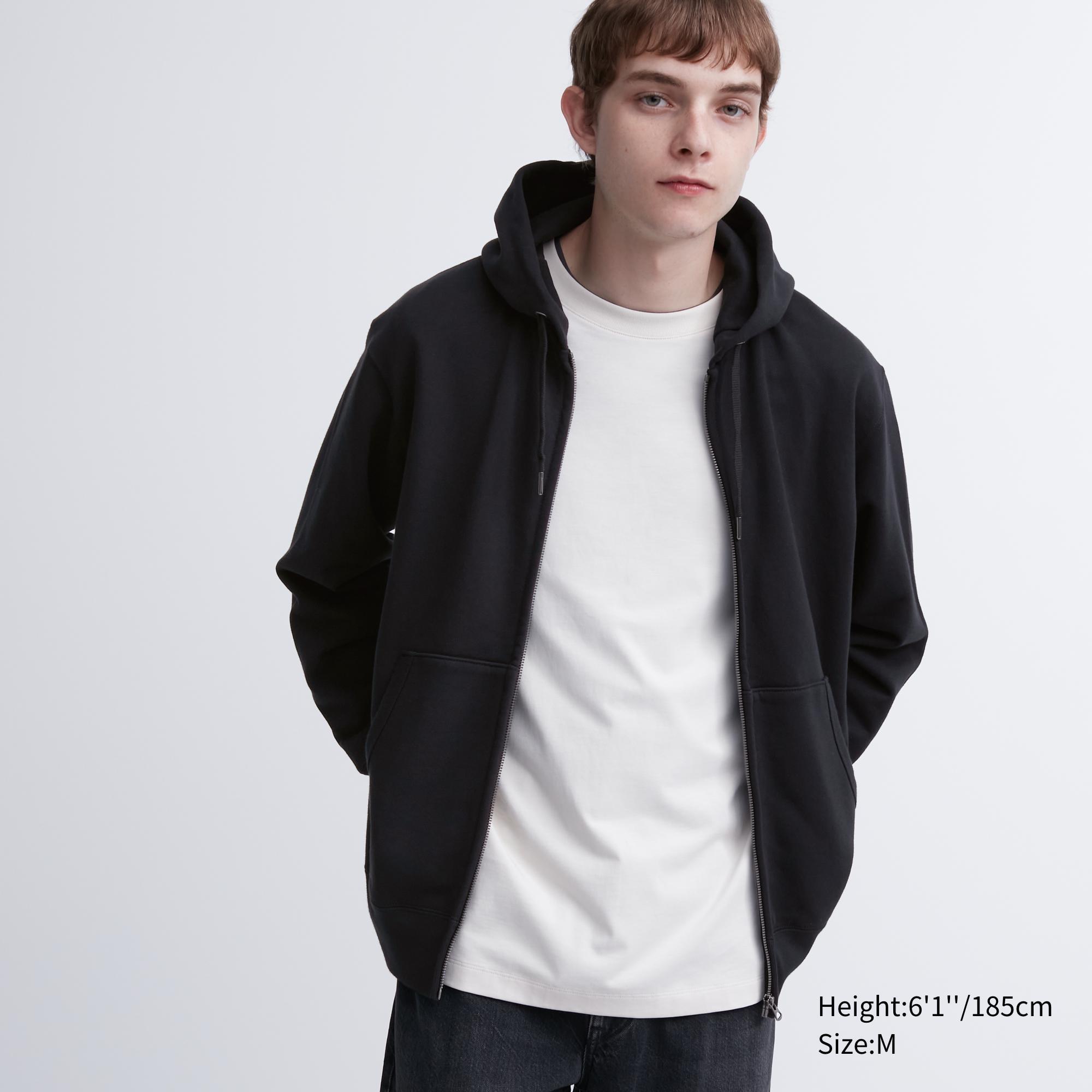 UNIQLO US Men's Sweat Full-Zip Long-Sleeve Hoodie Black Large UNIQLO US  L  male Product Image