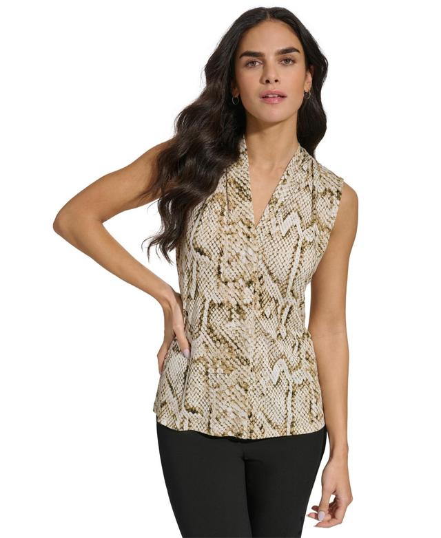 Calvin Klein Womens Printed Sleeveless V-Neck Top Product Image