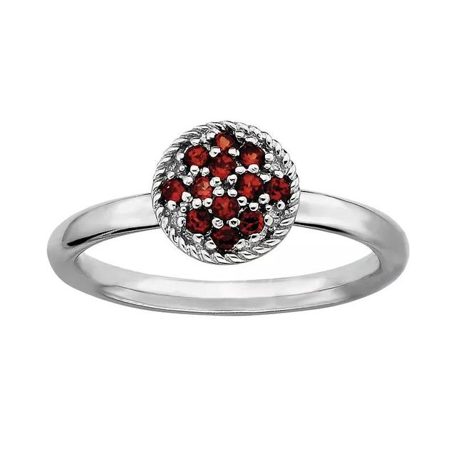 Stacks & Stones Sterling Silver Garnet Cluster Stack Ring, Womens Red Product Image