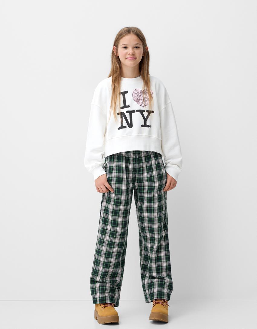 Straight fit plaid pants Product Image