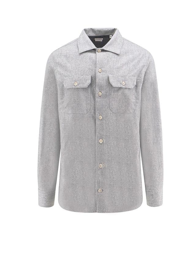 BRUNELLO CUCINELLI Grey Virgin-wool Flannel Overshirt In Gray Product Image