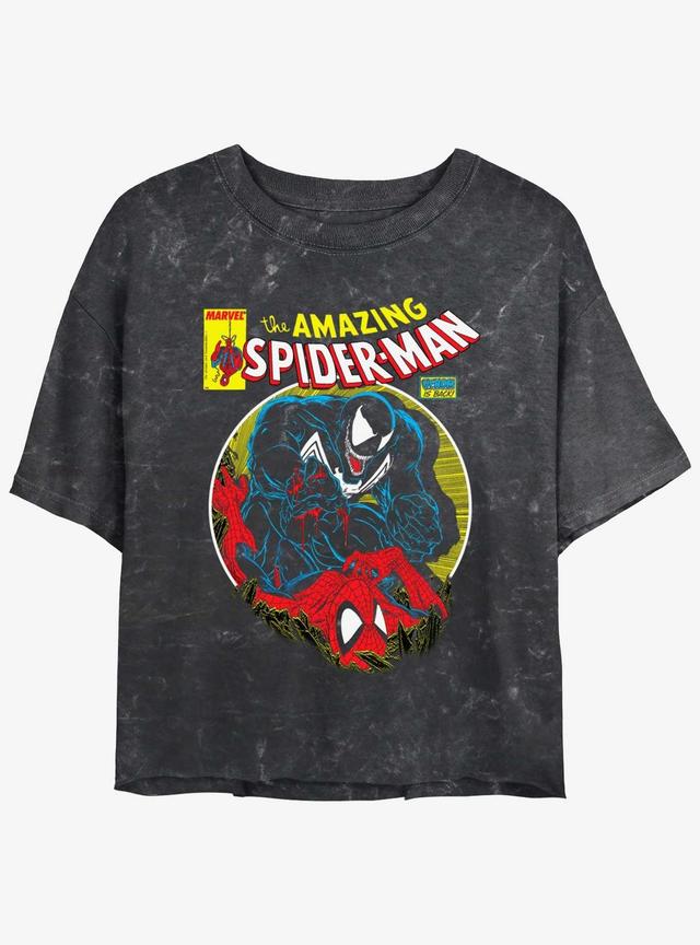 Marvel Spider-Man Venom Wins Girls Mineral Wash Crop T-Shirt Product Image