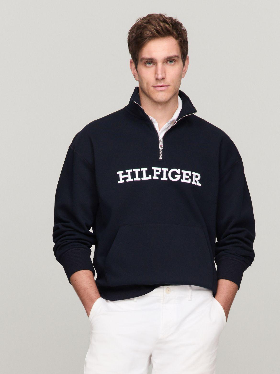 Tommy Hilfiger Men's Embroidered Monotype Half-Zip Sweatshirt Product Image