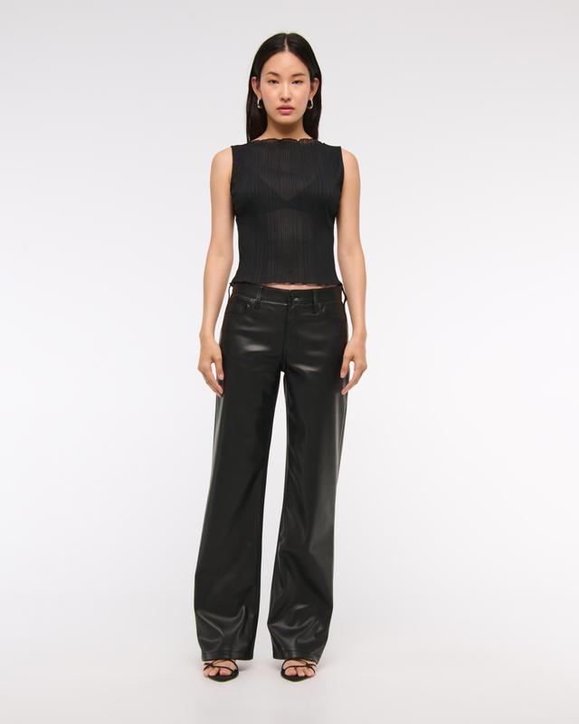 Vegan Leather Low Rise Baggy Pant Product Image