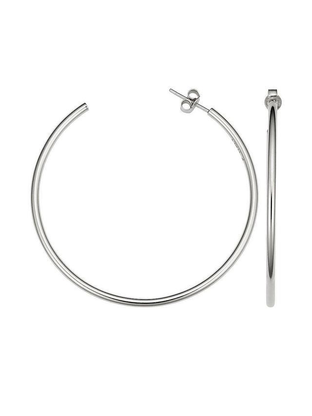 Womens 14K White Gold Open Hoop Earrings Product Image