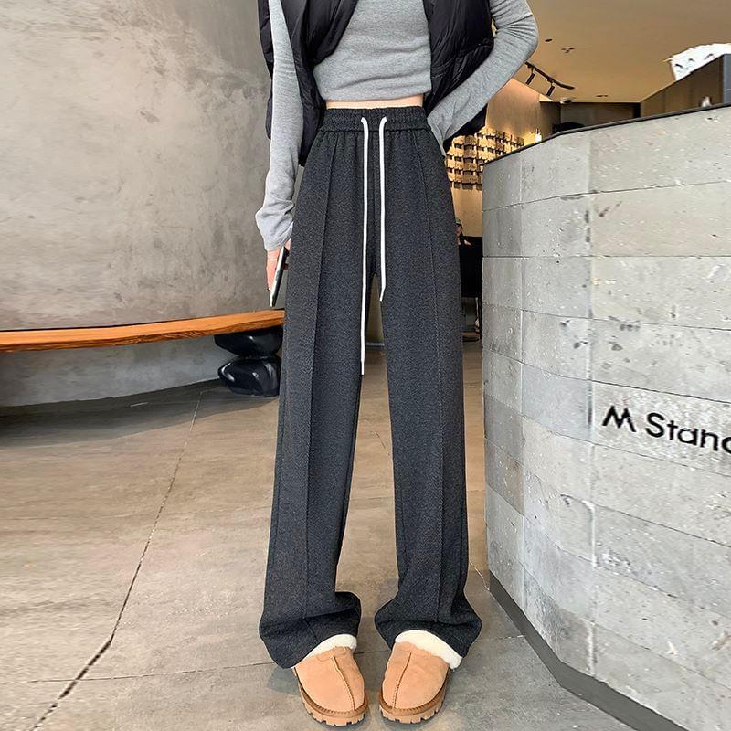 Drawstring Waist Loose Fit Pants Product Image