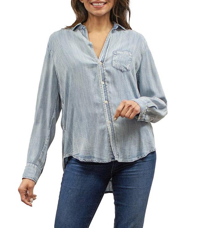 Karyn Seo Amara Woven Embroidered Floral Point Collar Long Sleeve Button Front Shirt Product Image