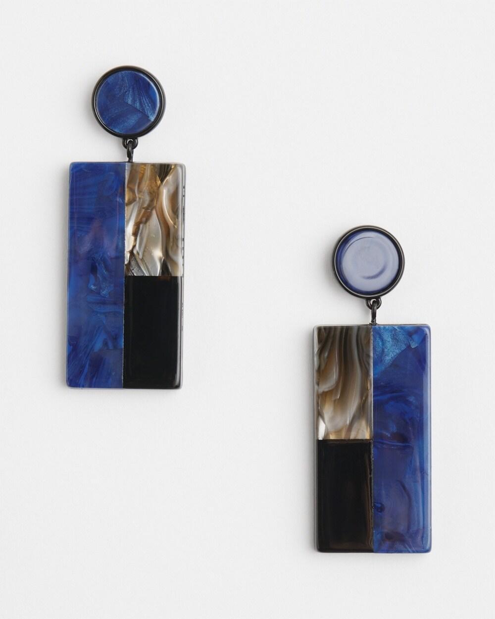 No Droop Blue Marble Resin Drop Earrings   Chico's - Scandi Blue - Women Product Image