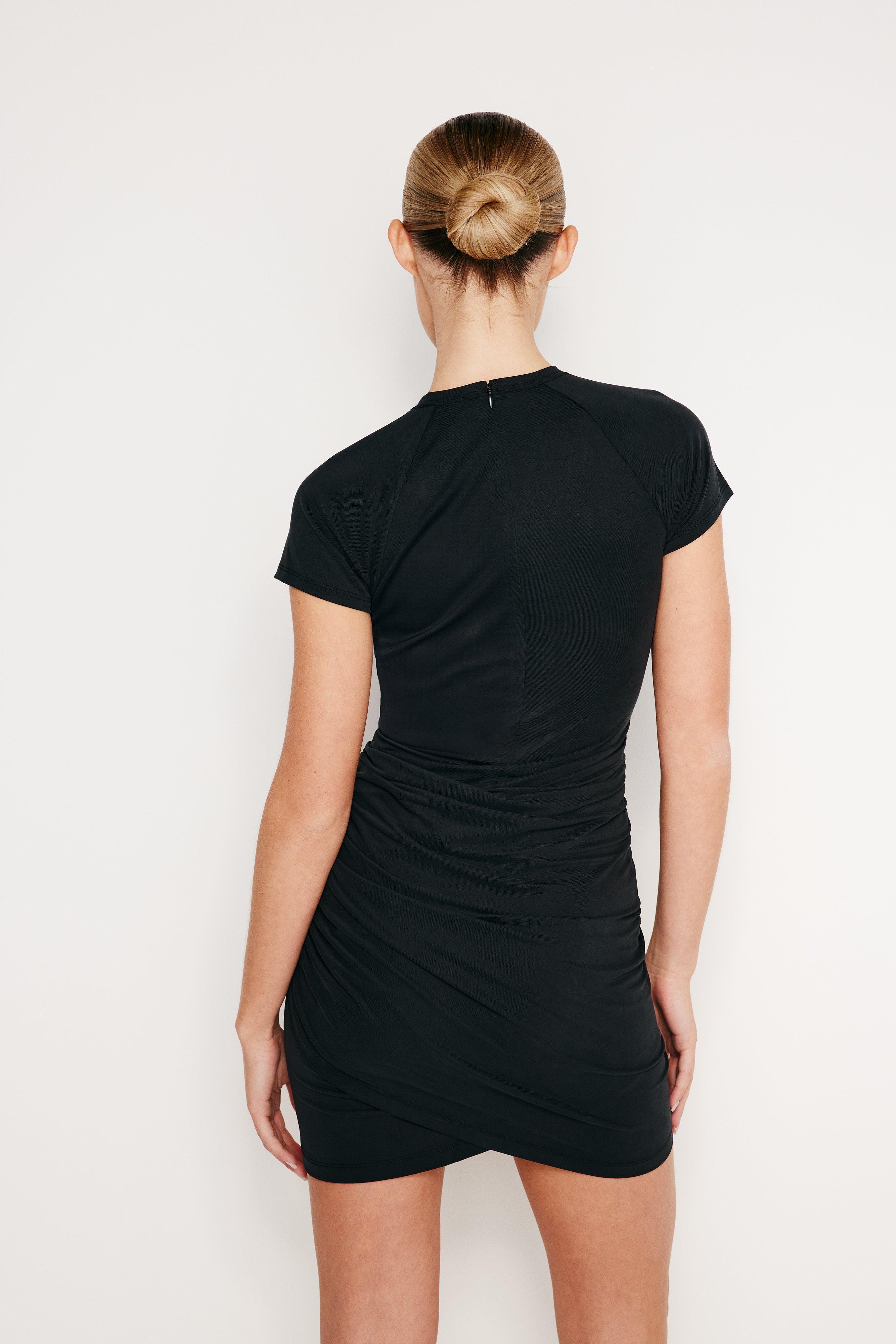 SANDWASHED JERSEY MINI DRESS | BLACK001 Product Image