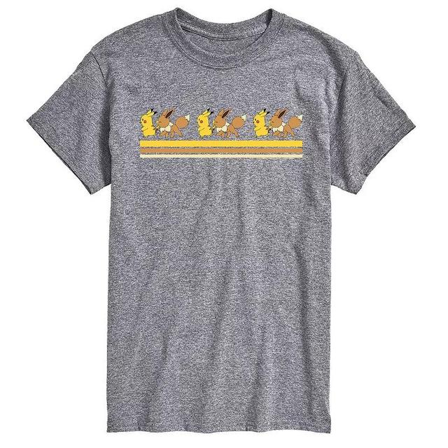 Mens Pokemon Pikachu Eevee Retro Tee Med Grey Product Image