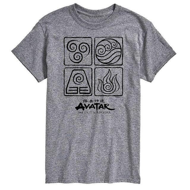 Big & Tall Avatar The Last Airbender Four Elements Graphic Tee, Mens Med Grey Product Image