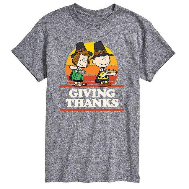 Big & Tall Peanuts Giving Thanks Tee, Mens Med Grey Product Image