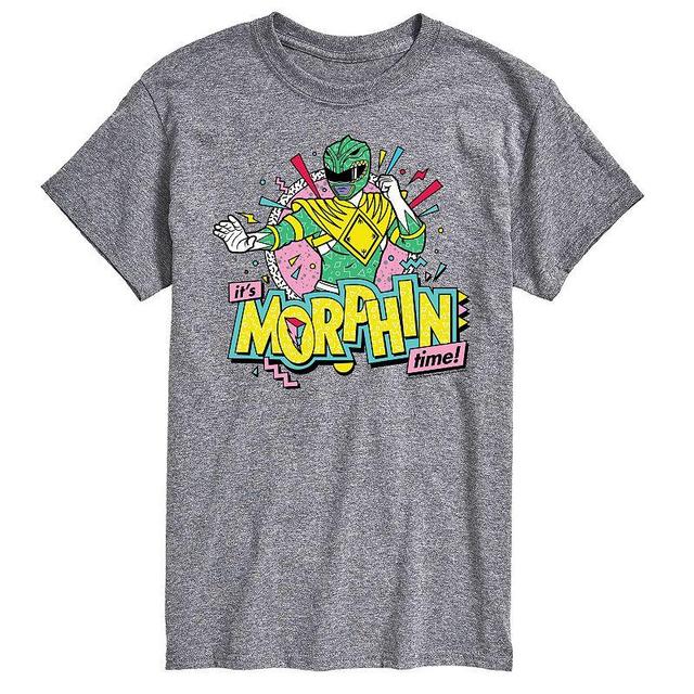 Mens Power Rangers Morphin Time Green Graphic Tee Med Grey Product Image