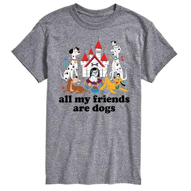 Disney Mens All My Friends Are Dogs Graphic Tee Grey Gray Product Image