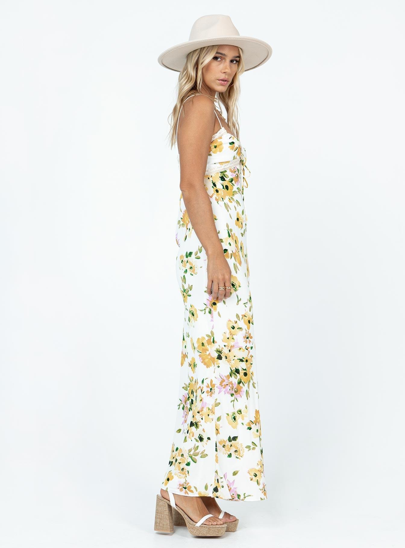 Emily Maxi Dress White / Yellow Floral Product Image