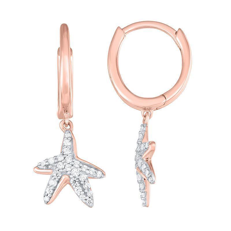 Sterling Silver 1/3 Carat T.W. Diamond Starfish Drop Earrings, Womens, Pink Tone Product Image