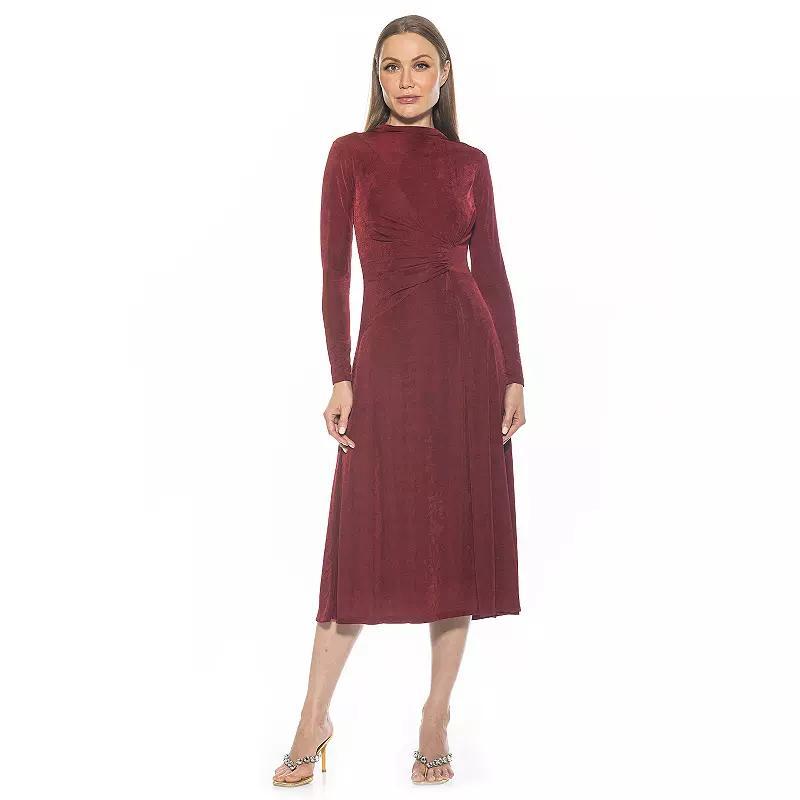 Womens ALEXIA ADMOR Marla Draped Long Sleeve Maxi Dress Red Product Image