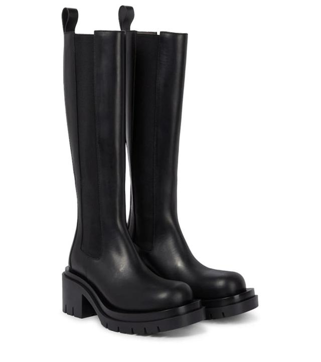 Lug Leather Knee-high Boots In Black Product Image