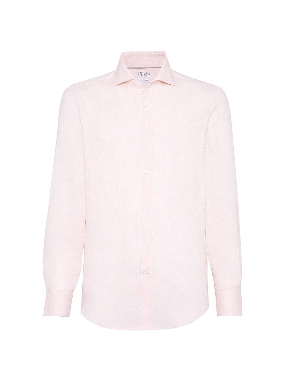 Mens Linen Easy Fit Shirt With Spread Collar Product Image