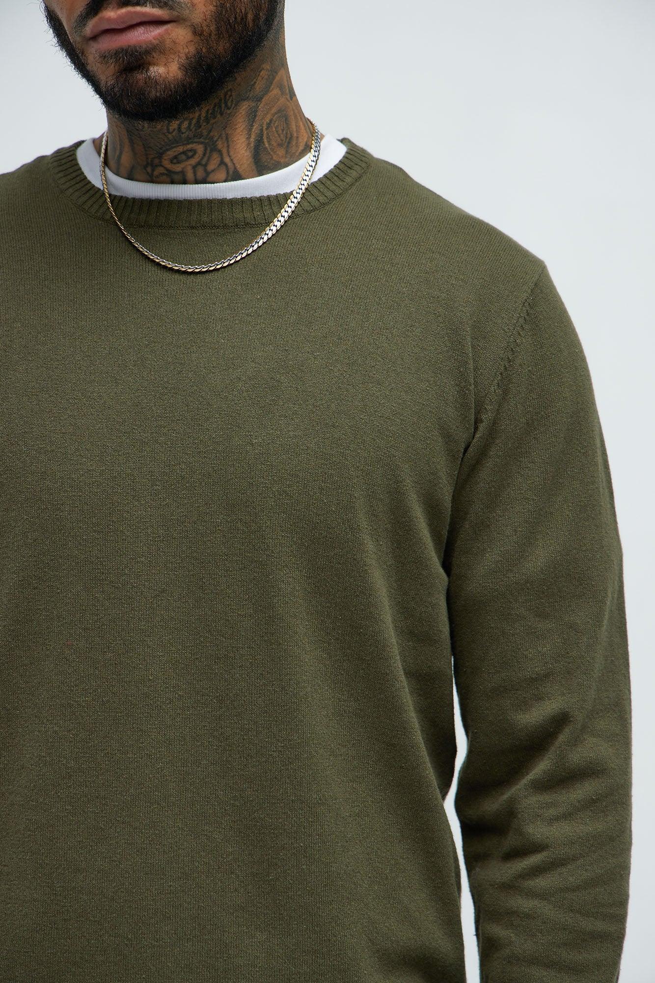 Cozy and Cool Crewneck Sweater - Olive Product Image