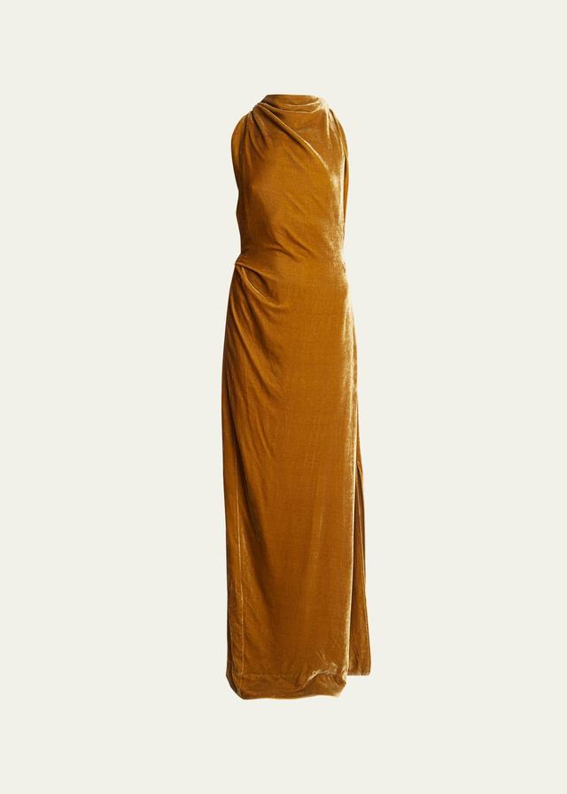 Womens Velvet Twist-Back Gown Product Image