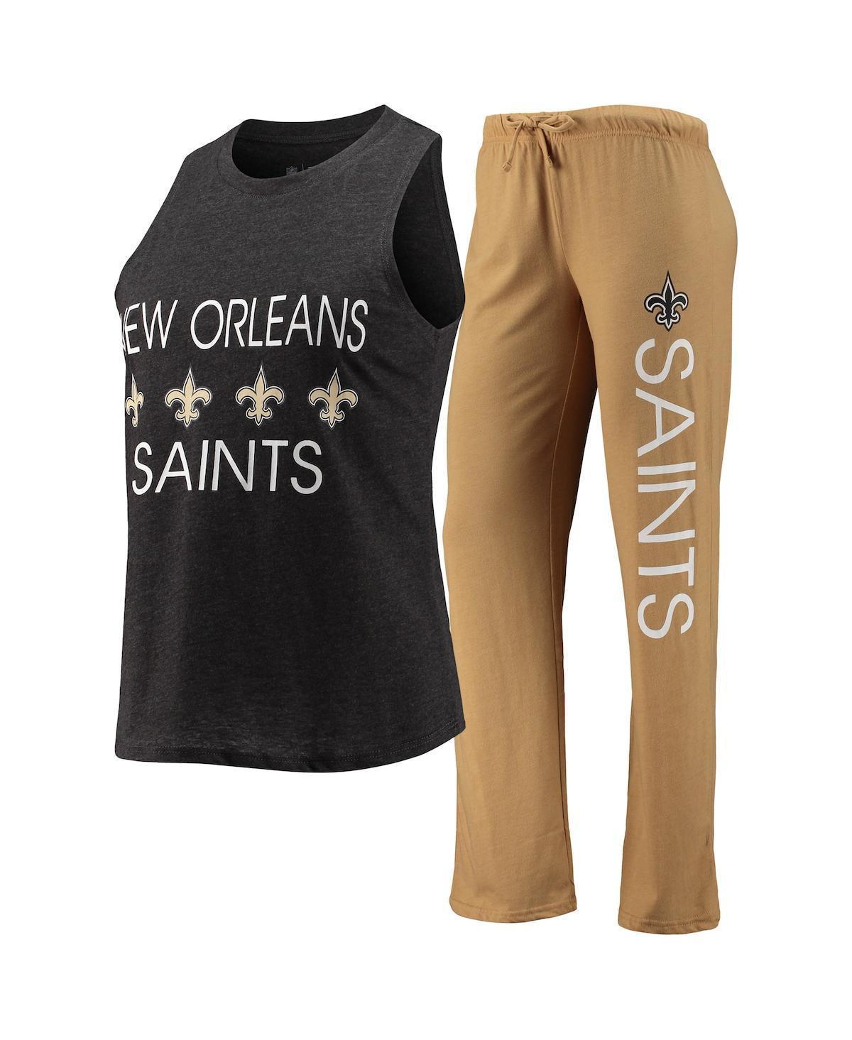 Womens Black New Orleans Saints Muscle Tank Top and Pants Sleep Set Product Image