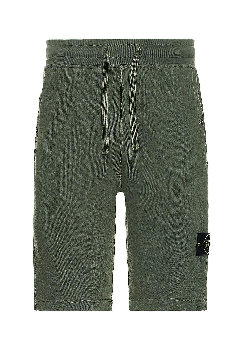 Stone Island Fleece Shorts in Green Product Image