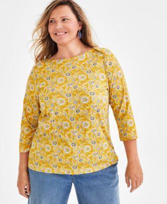 Plus Size Printed 3/4-Sleeve Top, Created for Macy's  Product Image