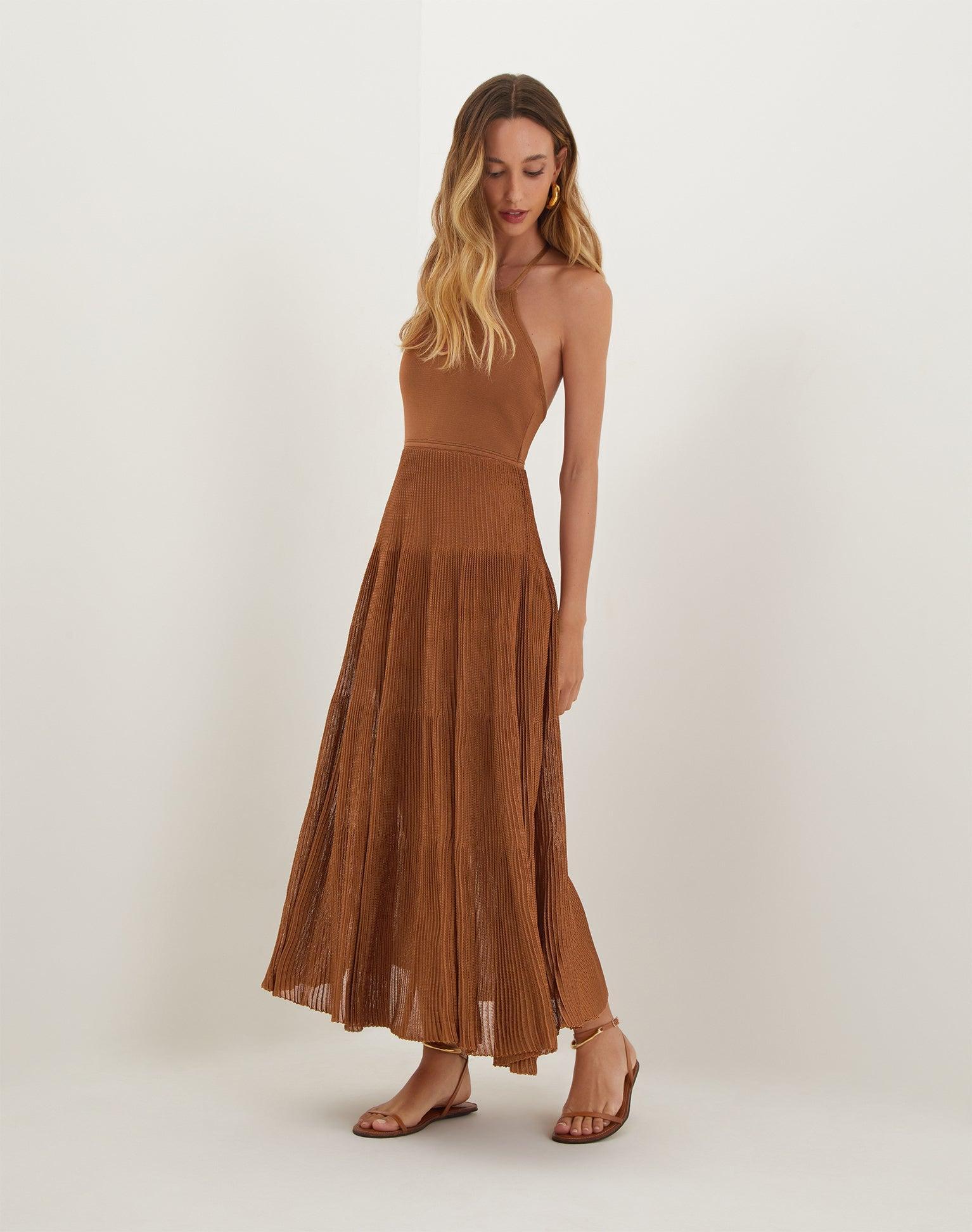 Knit Nina Long Dress - Camel Product Image