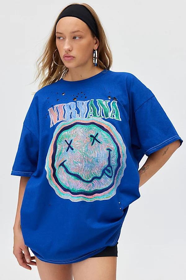 Nirvana Distressed T-Shirt Dress Womens at Urban Outfitters Product Image