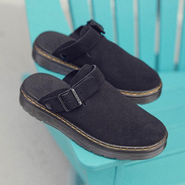 Dr. Martens Womens Carlson Suede Buckle Strap Clogs Product Image