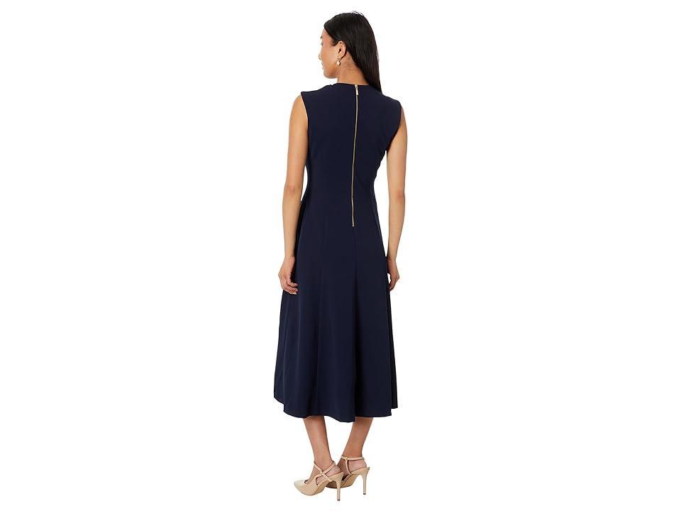 Calvin Klein A-Line Midi with Starburst Seam Detail (Indigo) Women's Dress Product Image