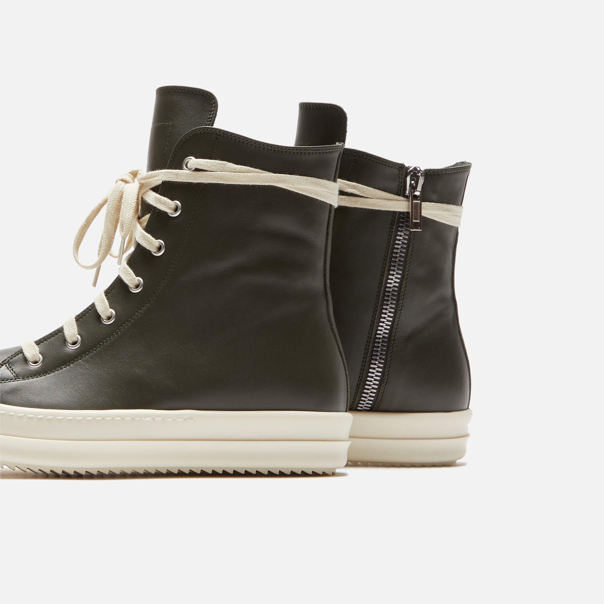 Rick Owens Scarpe in Pelle Sneakers - Forest / Milk / Milk Male Product Image