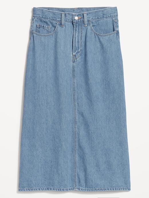 High-Waisted Wow Jean Midi Skirt Product Image