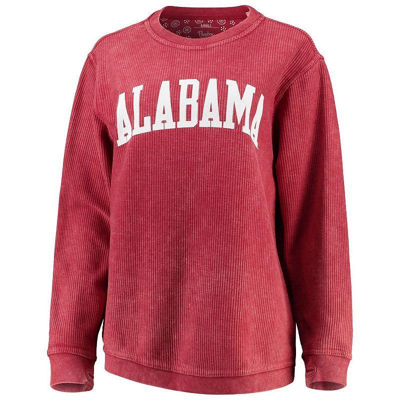 Womens Pressbox Crimson Alabama Crimson Tide Comfy Cord Vintage Wash Basic Arch Pullover Sweatshirt Product Image