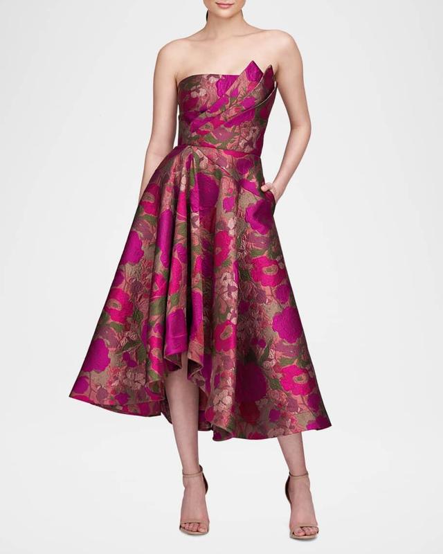 Carolina Strapless Metallic Jacquard Midi Dress Product Image