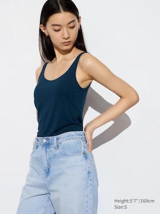 Womens Airism Bra Sleeveless Top with Moisture-Wicking Navy XS UNIQLO US Product Image