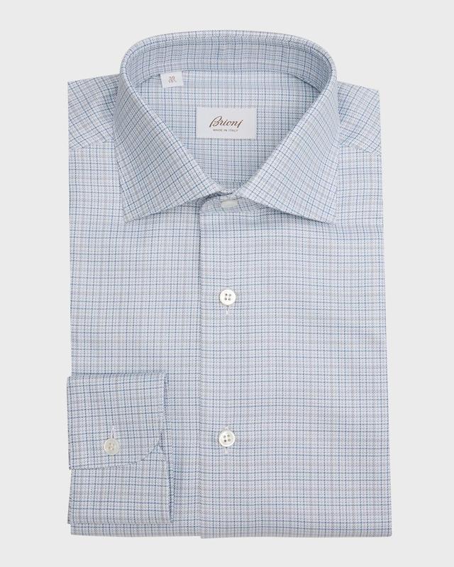 Mens Cotton Micro-Check Dress Shirt Product Image