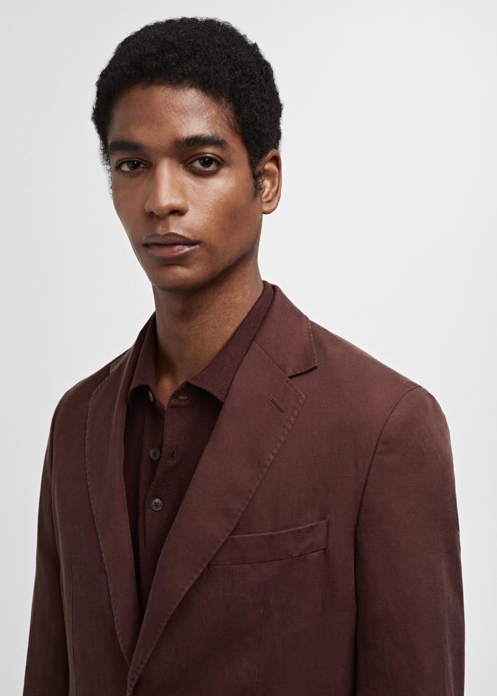 MANGO MAN - Slim fit linen suit blazer burgundyMen Product Image