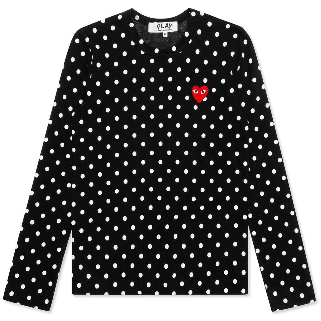 Women's Polka Dot L/S T-Shirt - Black Female Product Image